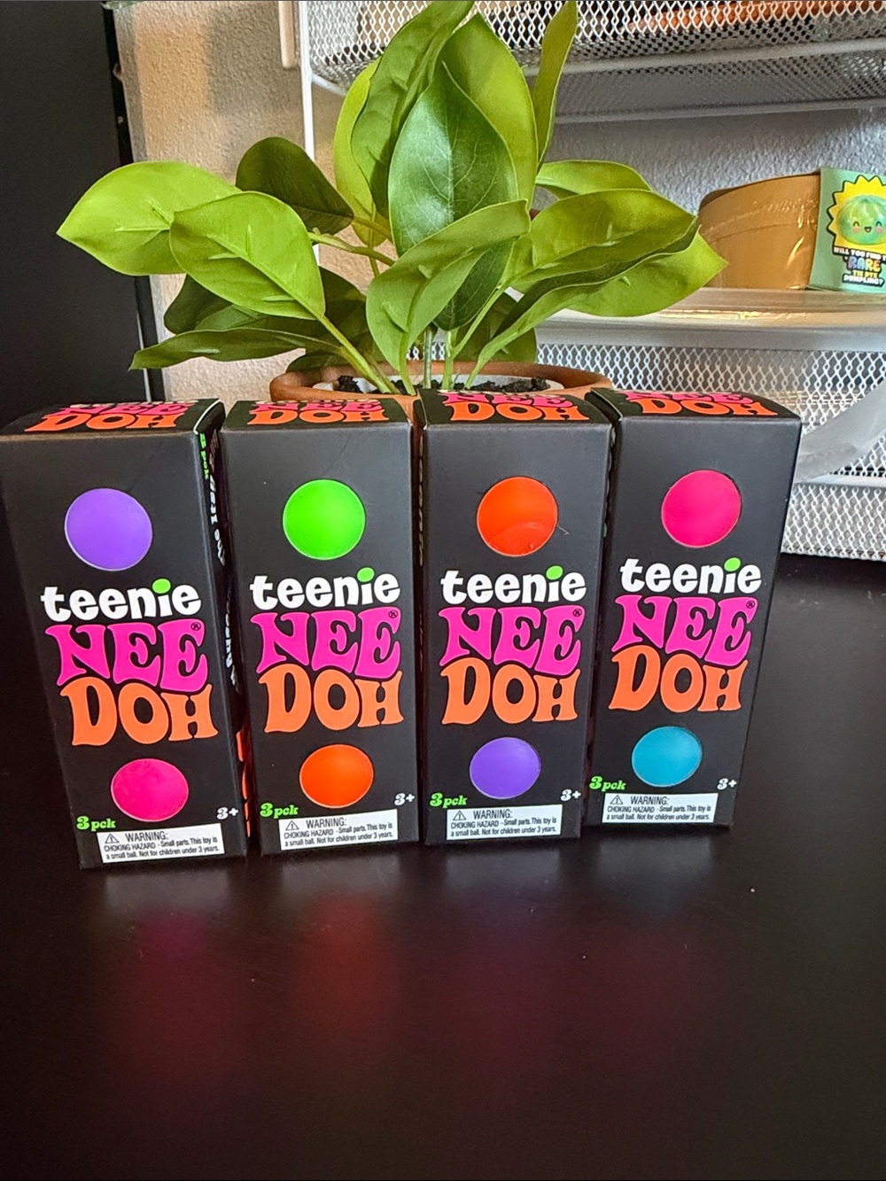 FOUR 4 Needoh 3 Pack Tennie Squooshy Groovy Globs!!! All colors 12 balls in totl